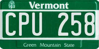 VT license plate CPU258