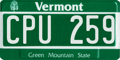 VT license plate CPU259