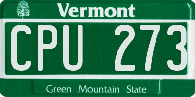 VT license plate CPU273