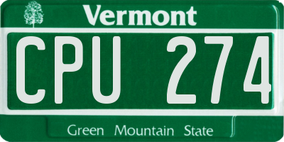 VT license plate CPU274