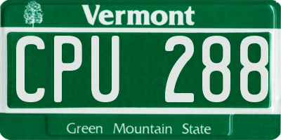 VT license plate CPU288