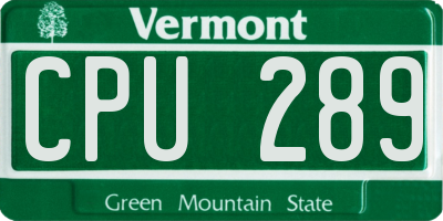 VT license plate CPU289