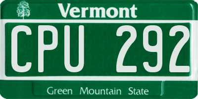 VT license plate CPU292