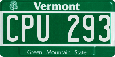VT license plate CPU293