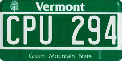 VT license plate CPU294