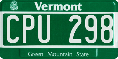 VT license plate CPU298
