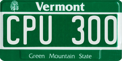 VT license plate CPU300
