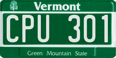 VT license plate CPU301