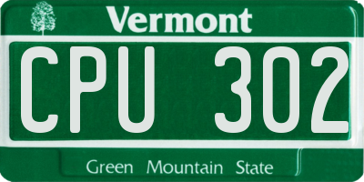 VT license plate CPU302