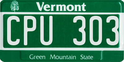 VT license plate CPU303