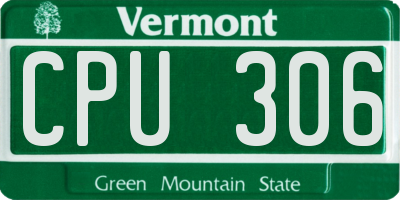 VT license plate CPU306