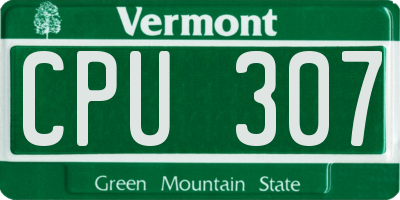 VT license plate CPU307