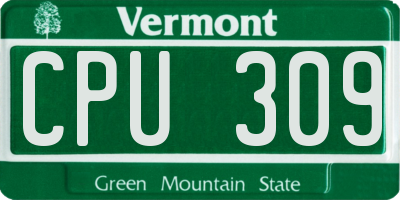 VT license plate CPU309