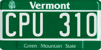 VT license plate CPU310