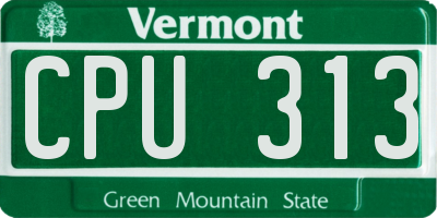 VT license plate CPU313