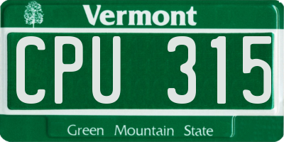 VT license plate CPU315