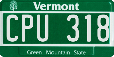 VT license plate CPU318