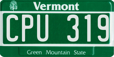 VT license plate CPU319