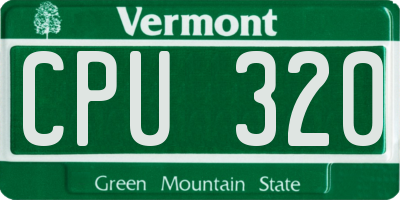 VT license plate CPU320