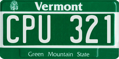 VT license plate CPU321