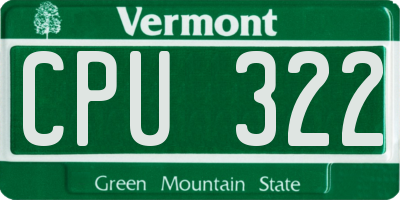 VT license plate CPU322