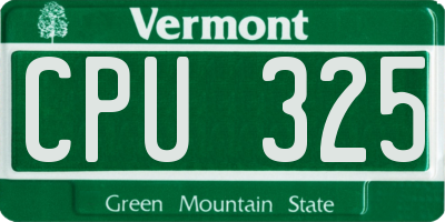 VT license plate CPU325