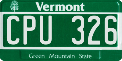 VT license plate CPU326