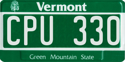 VT license plate CPU330