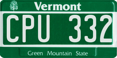 VT license plate CPU332