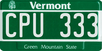 VT license plate CPU333