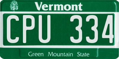 VT license plate CPU334