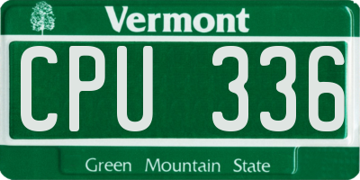 VT license plate CPU336