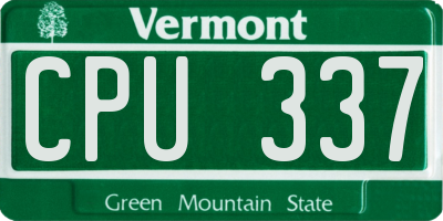 VT license plate CPU337