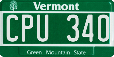 VT license plate CPU340