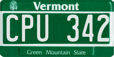 VT license plate CPU342