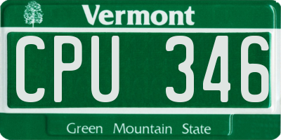VT license plate CPU346