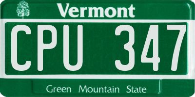 VT license plate CPU347