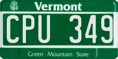 VT license plate CPU349