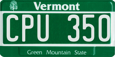 VT license plate CPU350