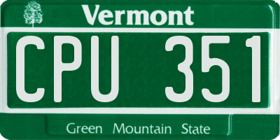 VT license plate CPU351