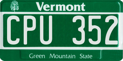 VT license plate CPU352