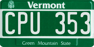 VT license plate CPU353