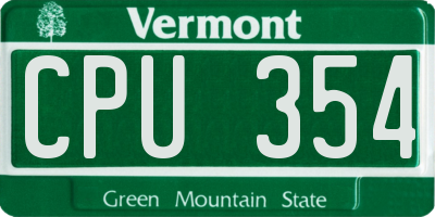VT license plate CPU354