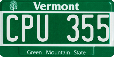 VT license plate CPU355