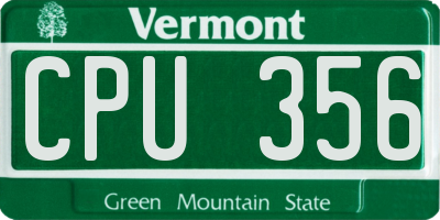 VT license plate CPU356
