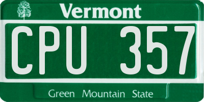 VT license plate CPU357