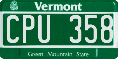 VT license plate CPU358