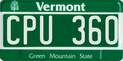 VT license plate CPU360