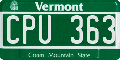VT license plate CPU363
