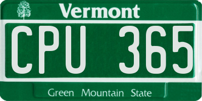 VT license plate CPU365